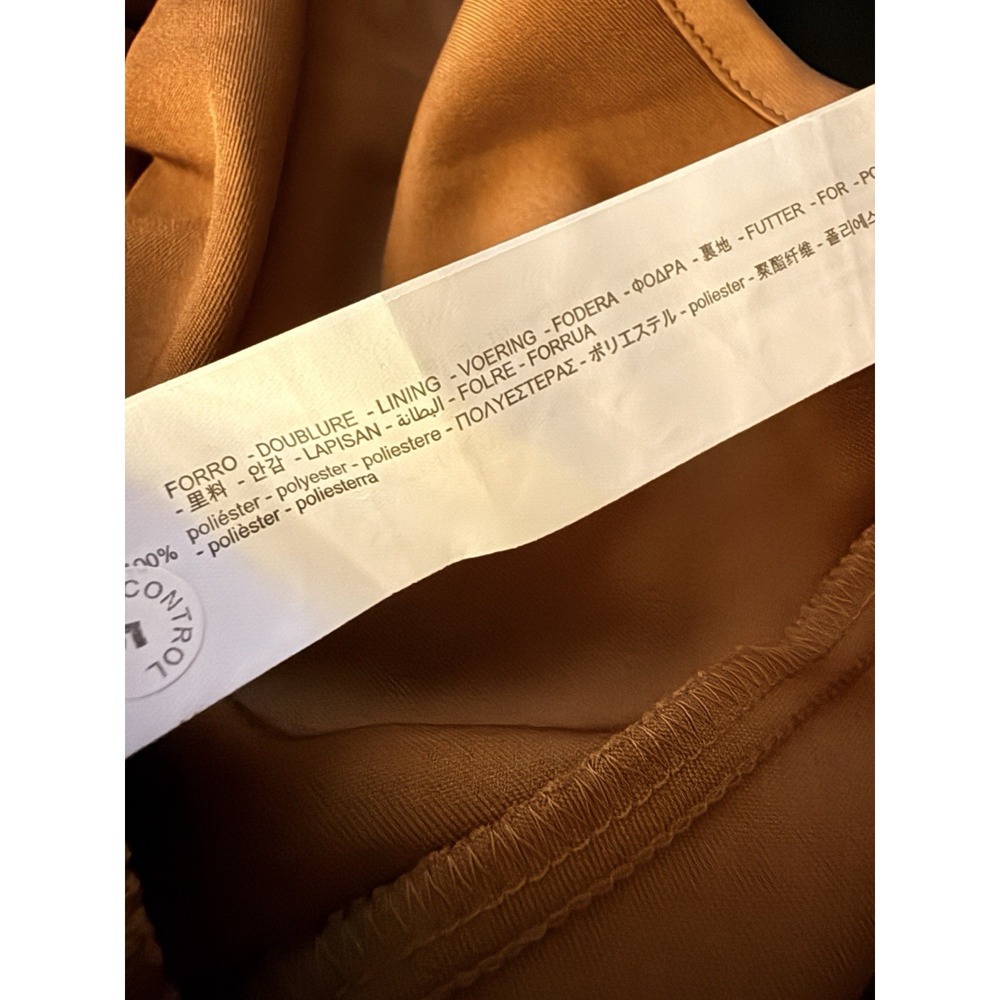 NWT Zara Satin Slip Maxi Dress M Bronze Copper Cami Deep V Back Hidden Zipper - Picture 9 of 9